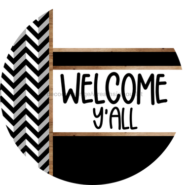 Chevron Door Hanger, Welcome Yall Door Hanger, DCO-01801-DH, 18